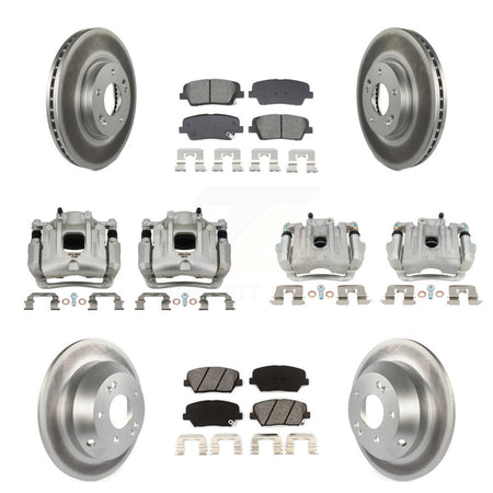 Front Rear Brake Caliper Coat Rotors & Semi-Metallic Pad Kit (10Pc) For Hyundai Santa Fe KCG-101115S