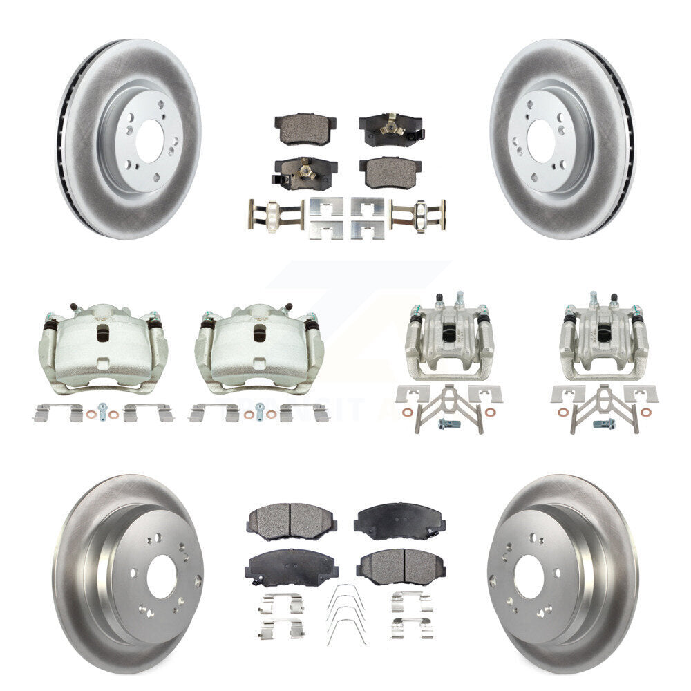 Front Rear Disc Brake Caliper Coat Rotor Ceramic Pad Kit (10Pc) For 2005-2006 Honda CR-V KCG-101115T