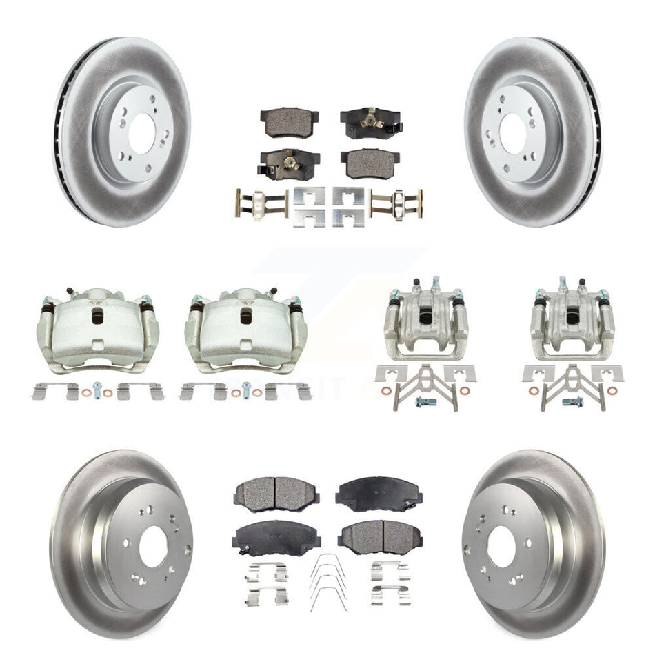 Front Rear Disc Brake Caliper Coat Rotor Ceramic Pad Kit (10Pc) For 2005-2006 Honda CR-V KCG-101115T