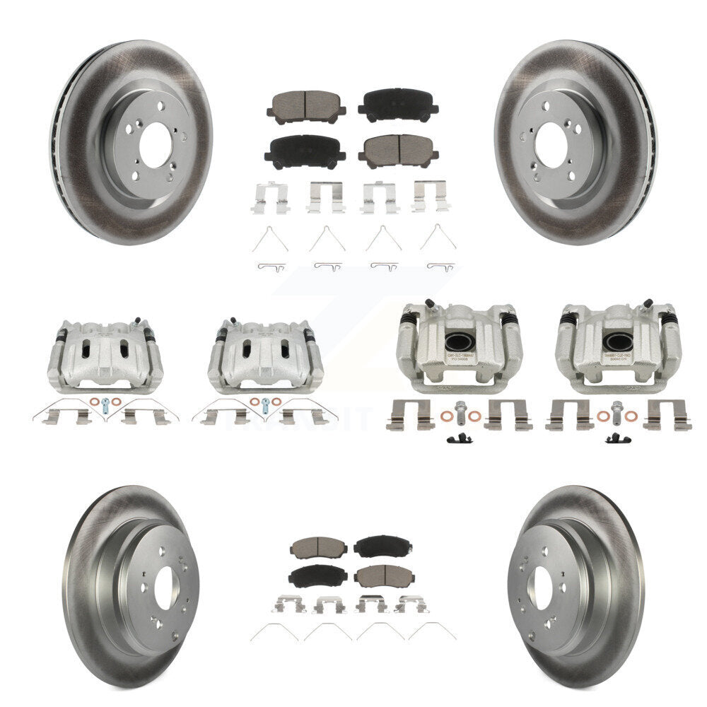 Front Rear Brake Caliper Coat Rotor & Ceramic Pad Kit (10Pc) For 2011-2014 Honda Odyssey KCG-101116C