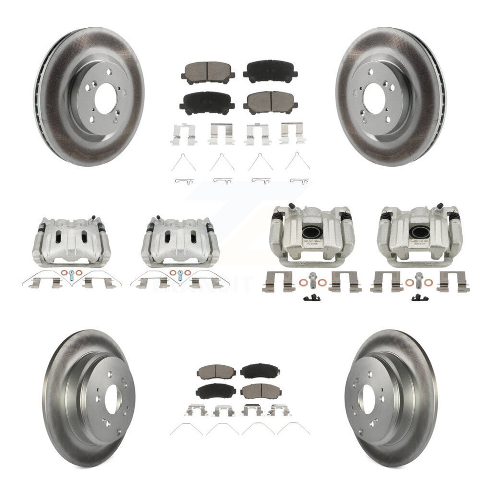 Front Rear Brake Caliper Coat Rotor & Ceramic Pad Kit (10Pc) For 2011-2014 Honda Odyssey KCG-101116C
