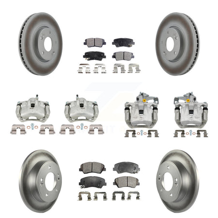 Front Rear Brake Caliper Coat Rotors Semi-Metallic Pad Kit (10Pc) For 14 Kia Forte Sedan KCG-101116P