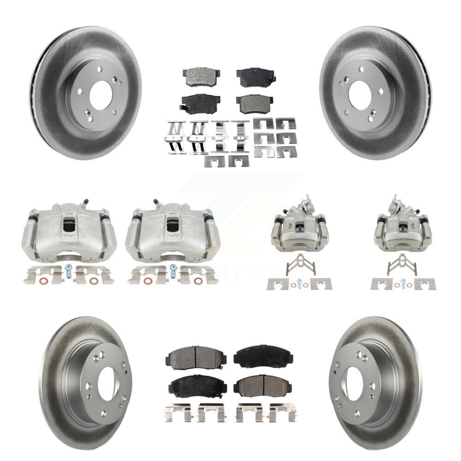 Front Rear Brake Caliper Coat Rotors & Ceramic Pad Kit (10Pc) For Honda Accord Acura TSX KCG-101116T