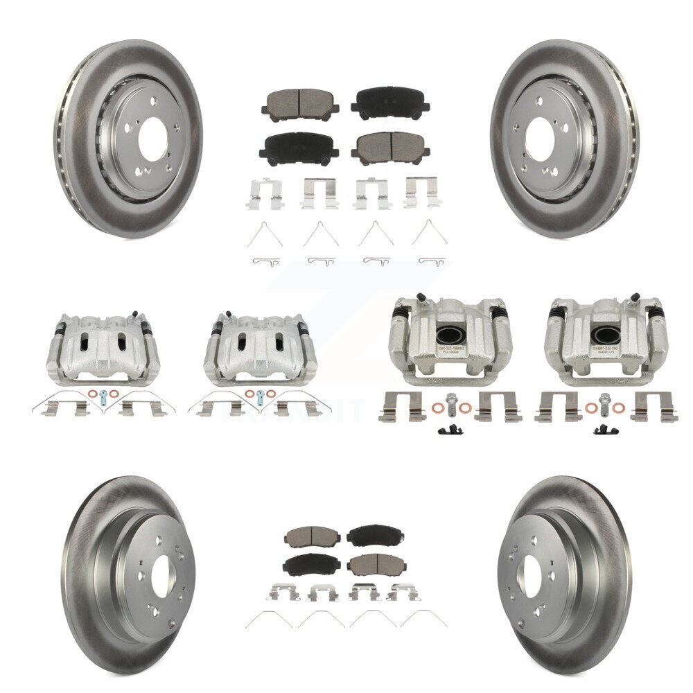 Front Rear Brake Caliper Coat Rotor & Ceramic Pad Kit (10Pc) For 2015-2017 Honda Odyssey KCG-101117C