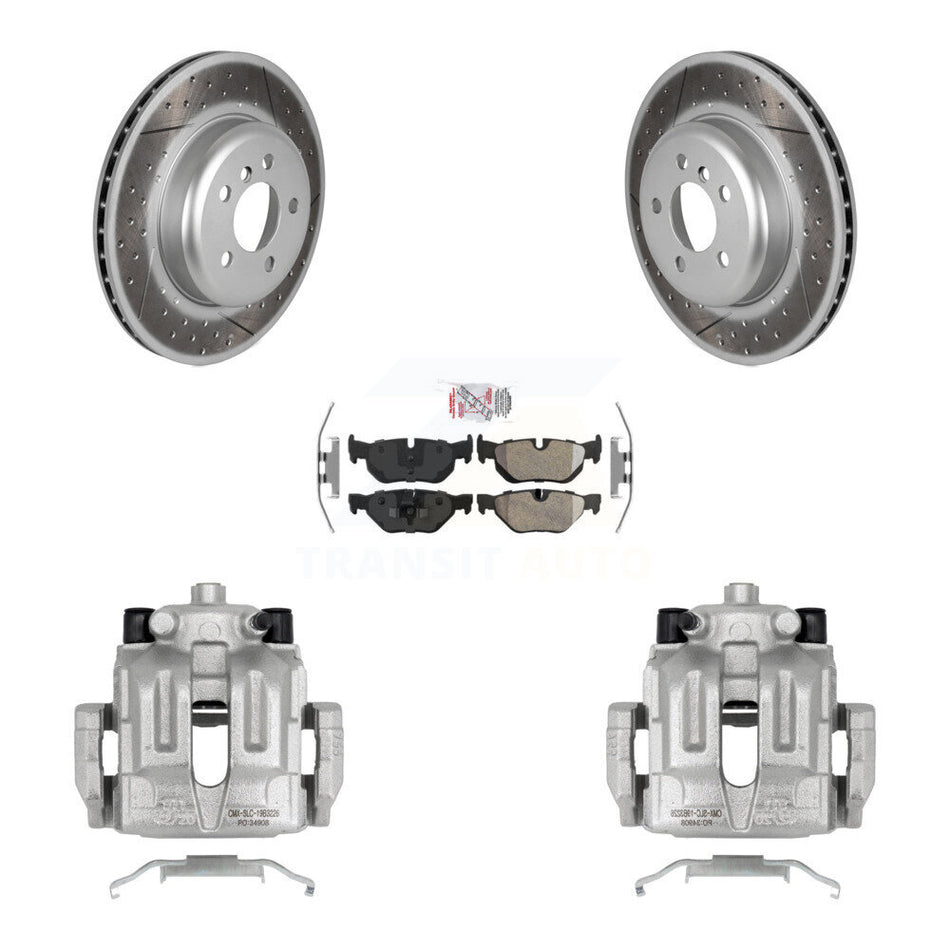 Rear Disc Brake Caliper Coated Rotors And Semi-Metallic Pads Kit For 2013 BMW 328i xDrive 3.0L With M Sport Performance Brakes KCG-101117N