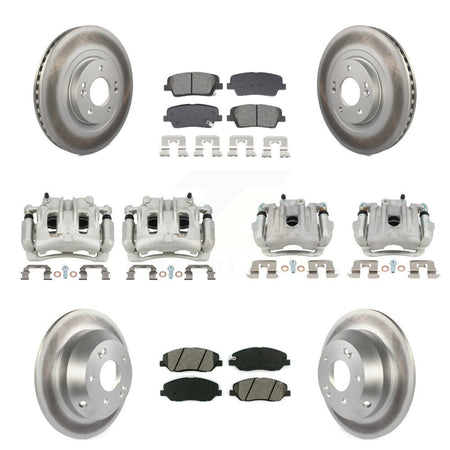 Front Rear Brake Caliper Coat Rotor Semi-Metallic Pad Kit (10Pc) For Hyundai Santa Fe XL KCG-101117S
