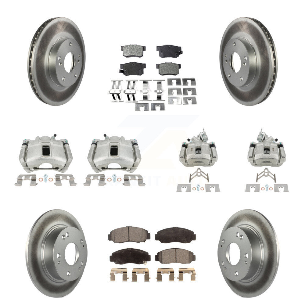 Front Rear Disc Brake Caliper Coated Rotors And Ceramic Pads Kit (10Pc) For Honda Accord KCG-101117T