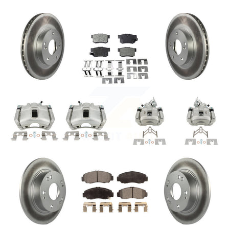 Front Rear Disc Brake Caliper Coated Rotors And Ceramic Pads Kit (10Pc) For Honda Accord KCG-101117T