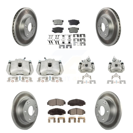 Front Rear Disc Brake Caliper Coated Rotors And Ceramic Pads Kit (10Pc) For Honda Accord KCG-101118T