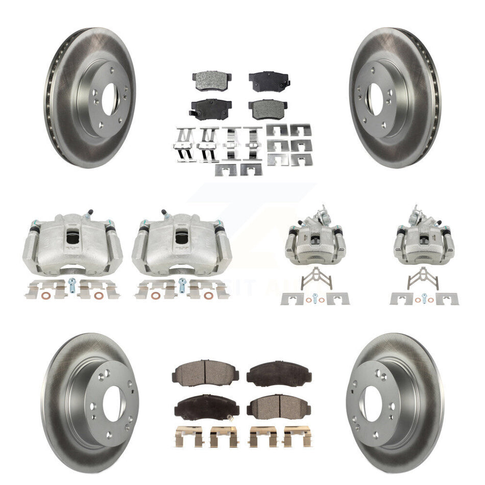 Front Rear Disc Brake Caliper Coated Rotors And Ceramic Pads Kit (10Pc) For Honda Accord KCG-101118T