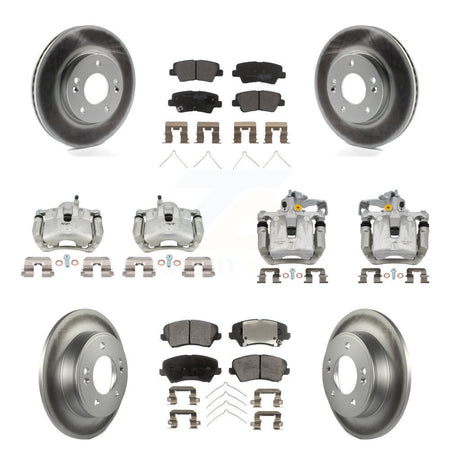 Front Rear Brake Caliper Coat Rotor & Semi-Metallic Pad Kit (10Pc) For Kia Forte Hyundai KCG-101119P