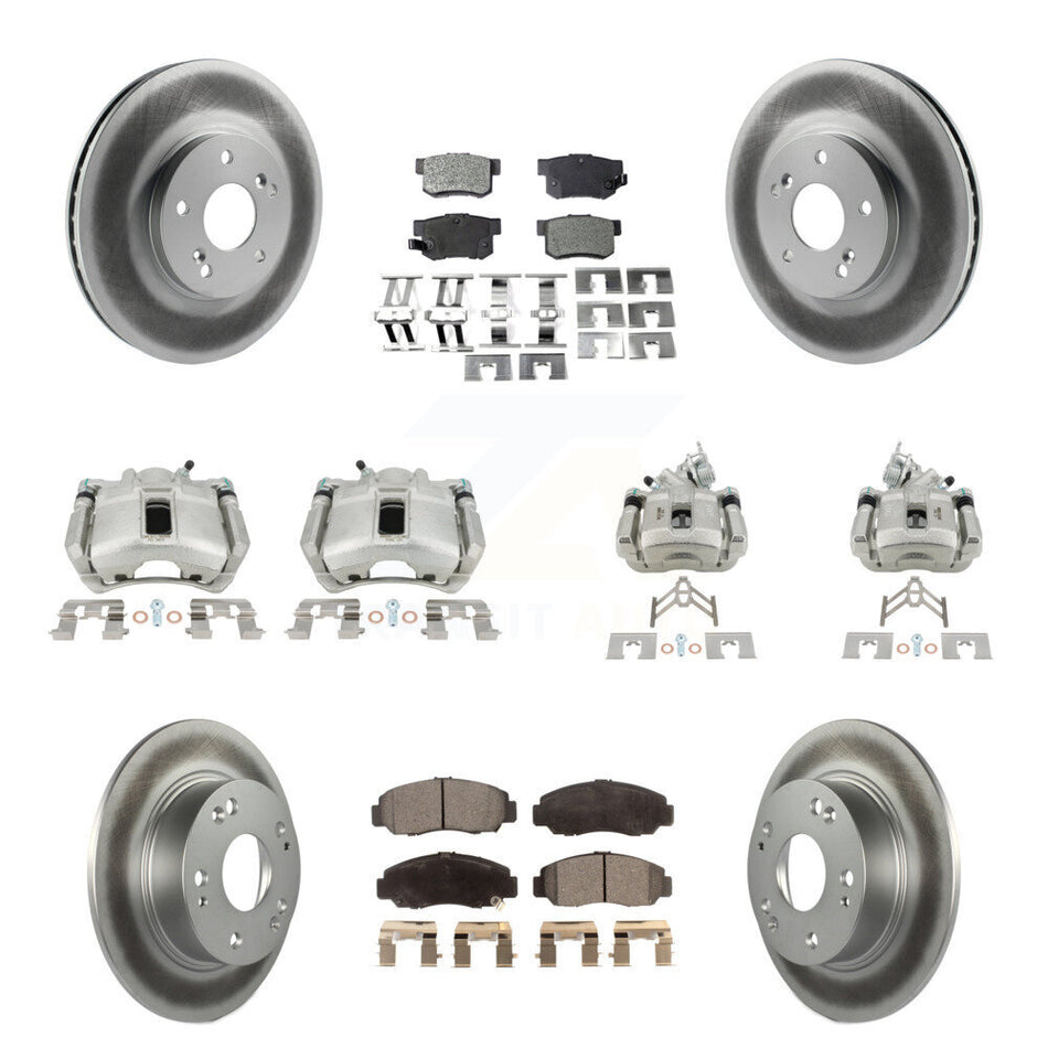 Front Rear Disc Brake Caliper Coated Rotors And Ceramic Pads Kit (10Pc) For Honda Accord KCG-101119T