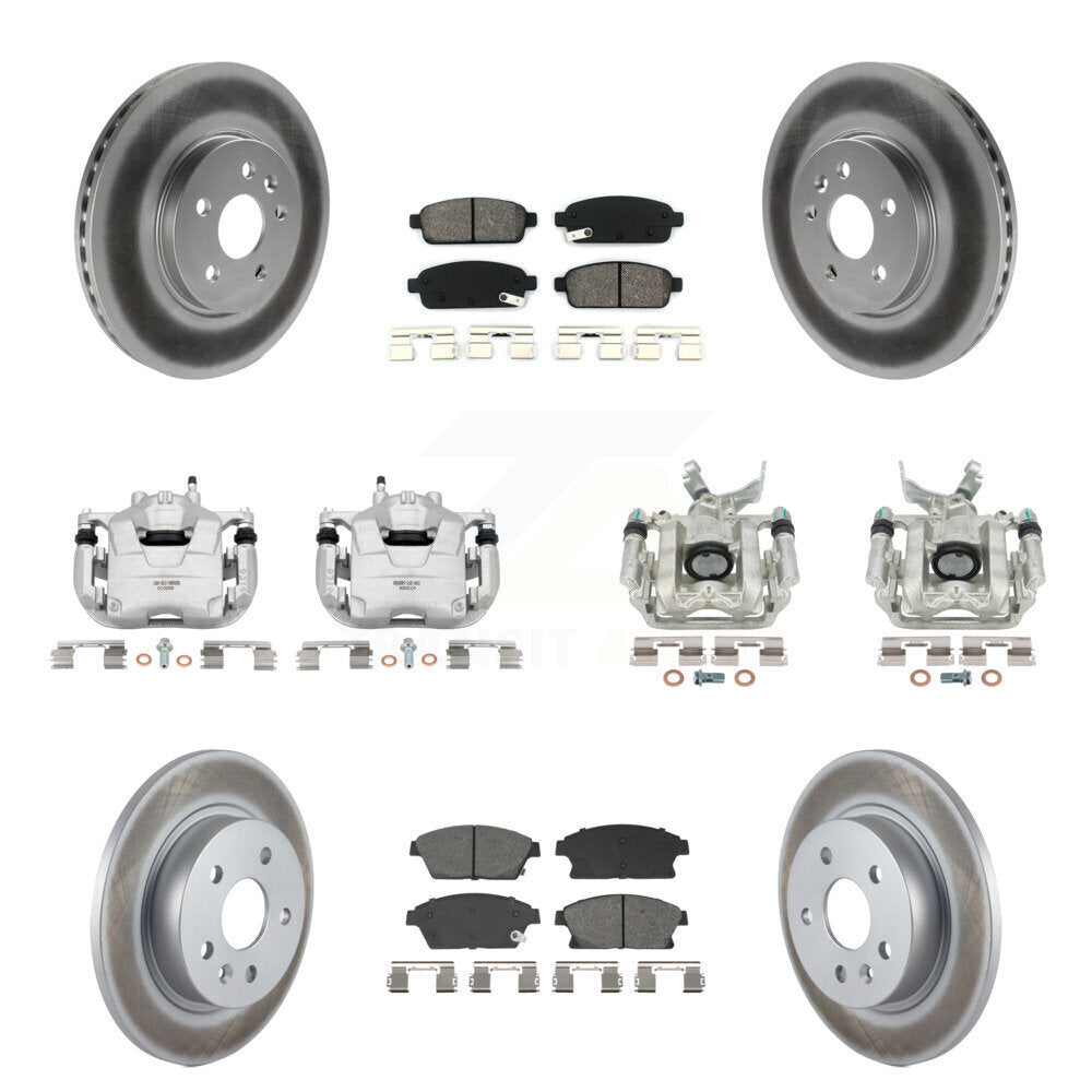 Front Rear Disc Brake Caliper Coat Rotor Semi-Metallic Pad Kit (10Pc) For Chevrolet Trax KCG-101120S