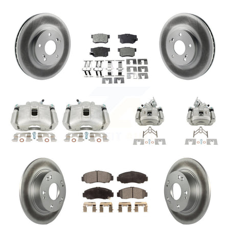 Front Rear Disc Brake Caliper Coated Rotors And Ceramic Pads Kit (10Pc) For Honda Accord KCG-101120T