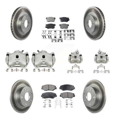 Front Rear Disc Brake Caliper Coated Rotors And Ceramic Pads Kit (10Pc) For Honda Accord KCG-101121T