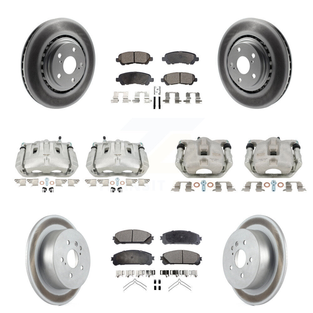 Front Rear Brake Caliper Coat Rotor & Semi-Metallic Pad Kit (10Pc) For Toyota Highlander KCG-101123P