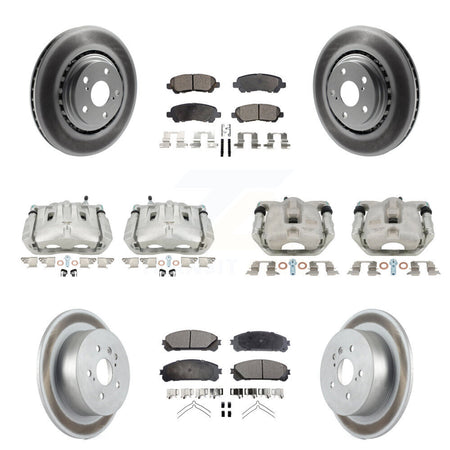 Front Rear Brake Caliper Coat Rotor & Semi-Metallic Pad Kit (10Pc) For Toyota Highlander KCG-101123P