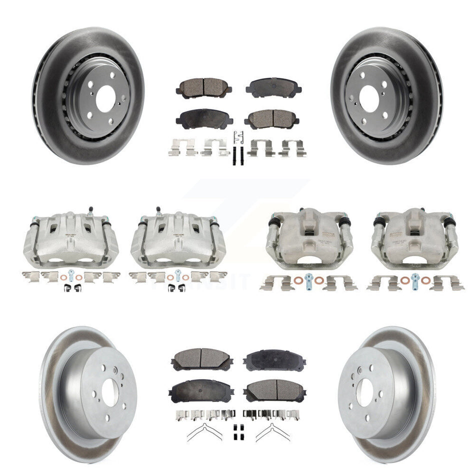 Front Rear Brake Caliper Coat Rotor & Semi-Metallic Pad Kit (10Pc) For Toyota Highlander KCG-101123P