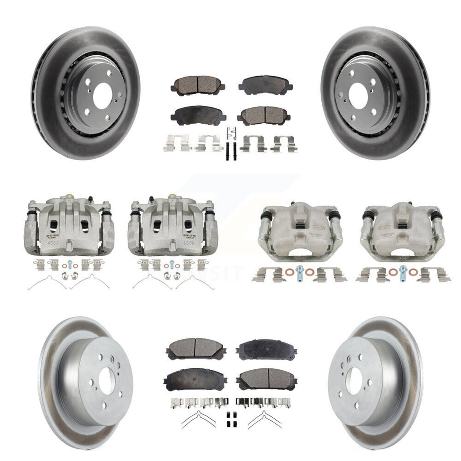 Front Rear Brake Caliper Coat Rotor & Semi-Metallic Pad Kit (10Pc) For Toyota Highlander KCG-101124P