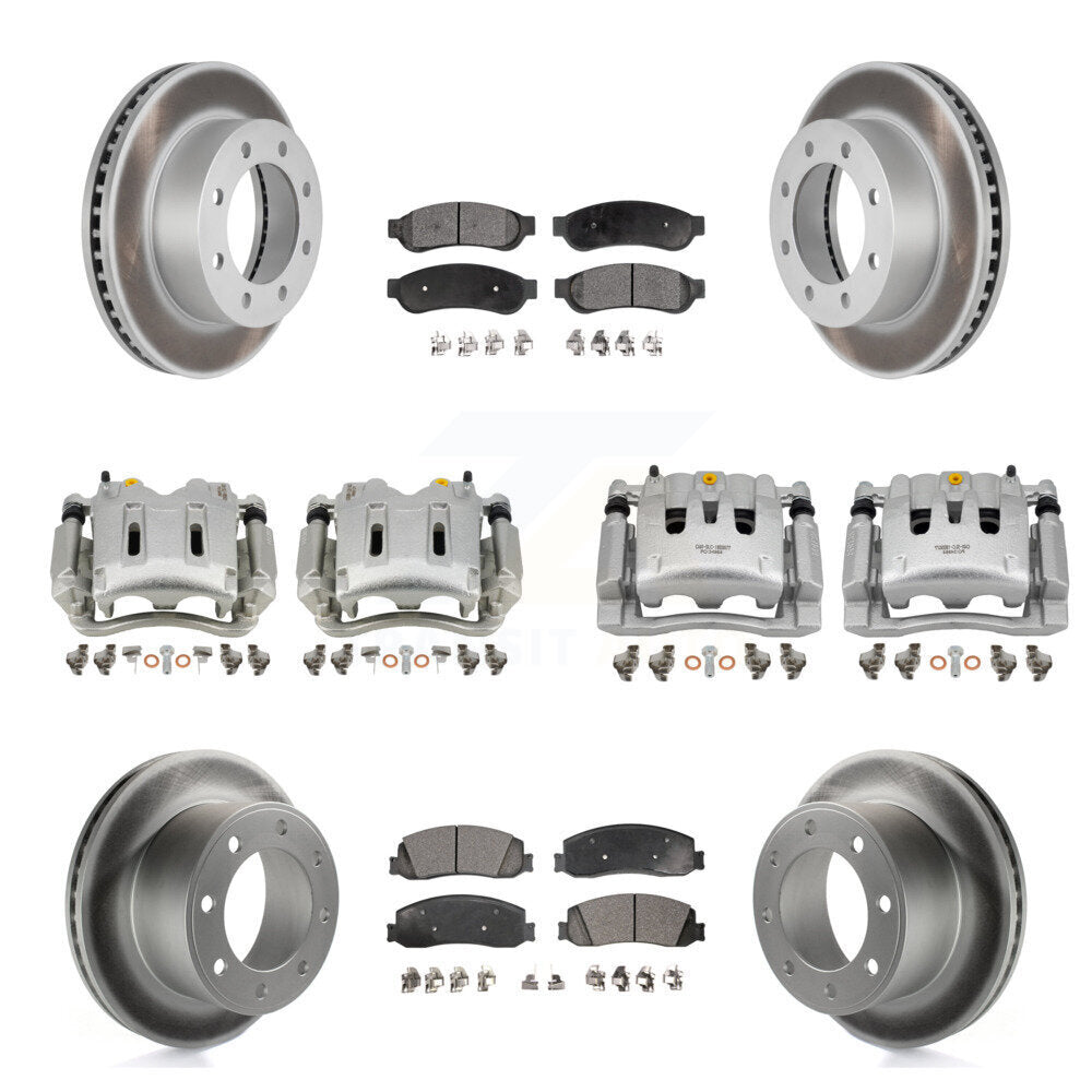 Front Rear Brake Caliper Coat Rotor Ceramic Pad Kit (10Pc) For Ford F-350 Super Duty 4WD KCG-101126T