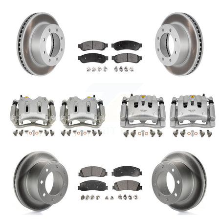 Front Rear Brake Caliper Coat Rotor Ceramic Pad Kit (10Pc) For Ford F-350 Super Duty 4WD KCG-101126T