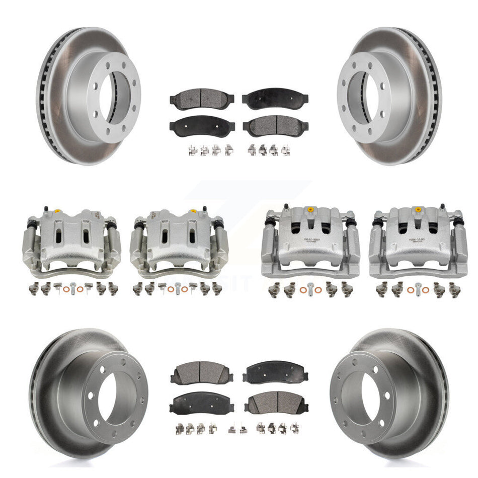 Front Rear Brake Caliper Coat Rotor Ceramic Pad Kit (10Pc) For Ford F-350 Super Duty 4WD KCG-101126T