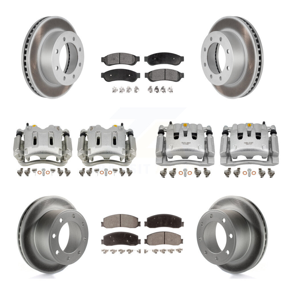 Front Rear Brake Caliper Coat Rotor Ceramic Pad Kit (10Pc) For Ford F-250 Super Duty 4WD KCG-101127T