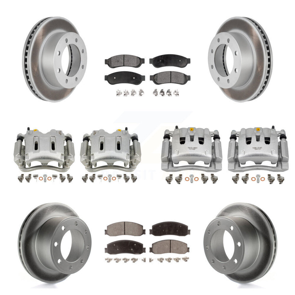 Front Rear Brake Caliper Coat Rotor Ceramic Pad Kit (10Pc) For Ford F-250 Super Duty 4WD KCG-101127T