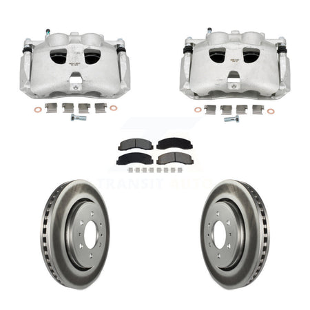 Front Disc Brake Caliper Coat Rotors & Semi-Metallic Pad Kit For Ford Expedition Lincoln KCG-101128S