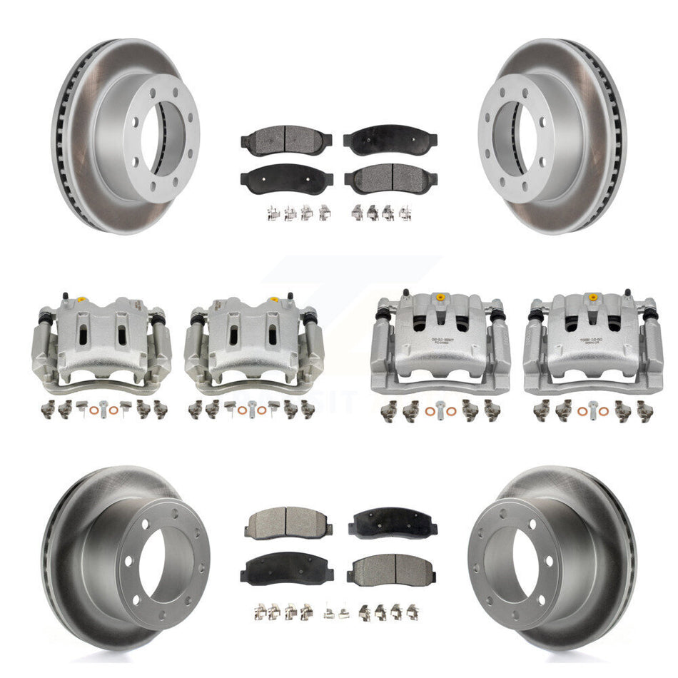 Front Rear Brake Caliper Coat Rotor Ceramic Pad Kit (10Pc) For Ford F-250 Super Duty 4WD KCG-101128T