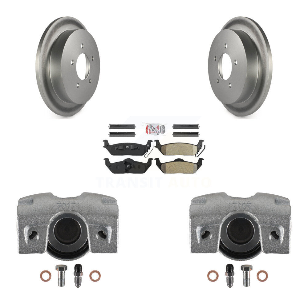 Rear Disc Brake Caliper Coated Rotors And Semi-Metallic Pads Kit For 2004 Ford F-150 With 5 Lug Wheels 11th Digit Of Vin Is C KCG-101129N by Transit Auto