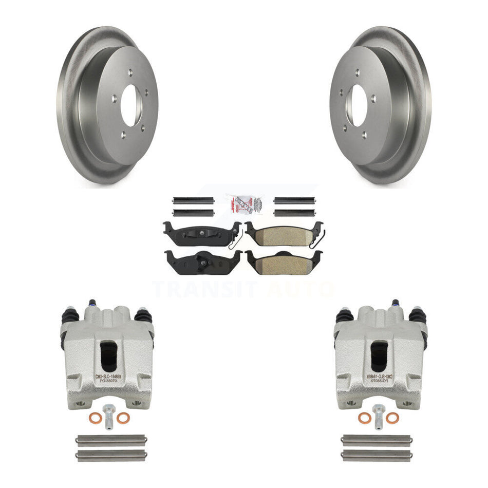 Rear Disc Brake Caliper Coated Rotors And Semi-Metallic Pads Kit For 2004 Ford F-150 With 5 Lug Wheels 11th Digit Of Vin Is C KCG-101129N