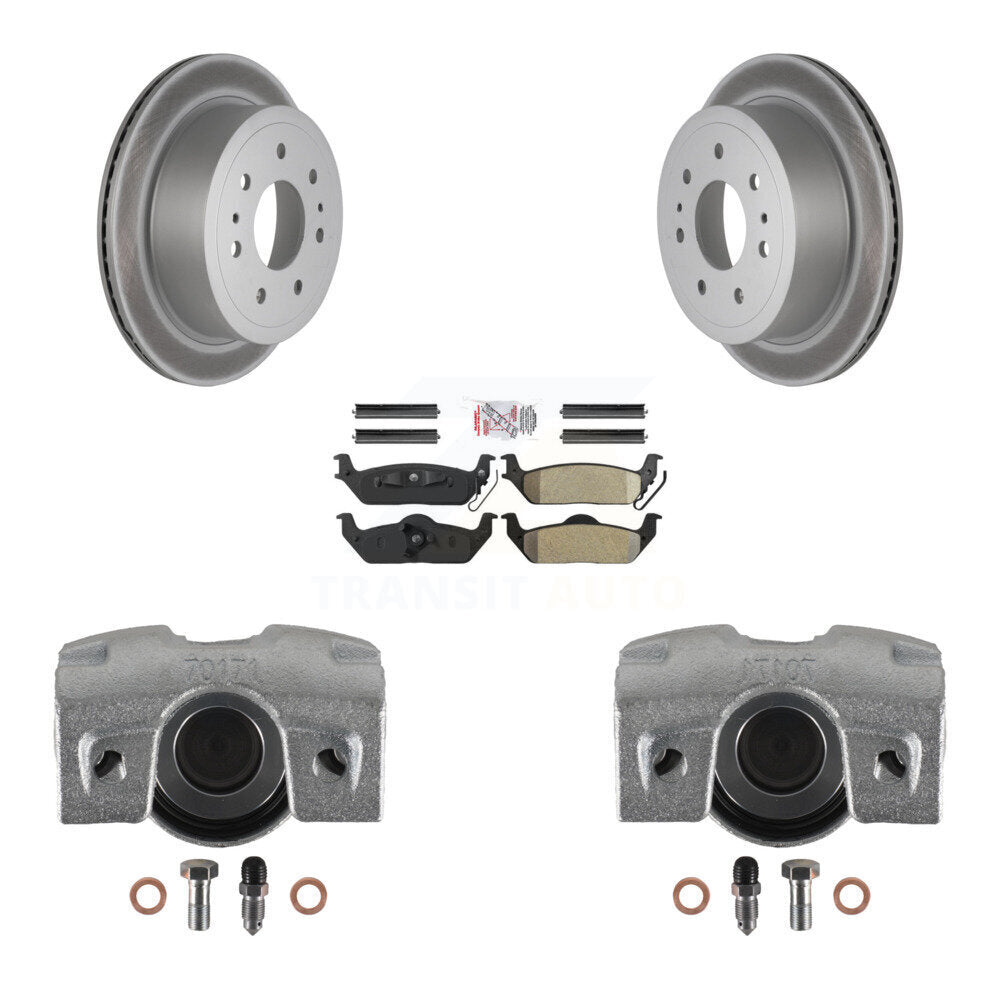 Rear Disc Brake Caliper Coated Rotors And Semi-Metallic Pads Kit For Ford F-150 Lincoln Mark LT KCG-101131N by Transit Auto