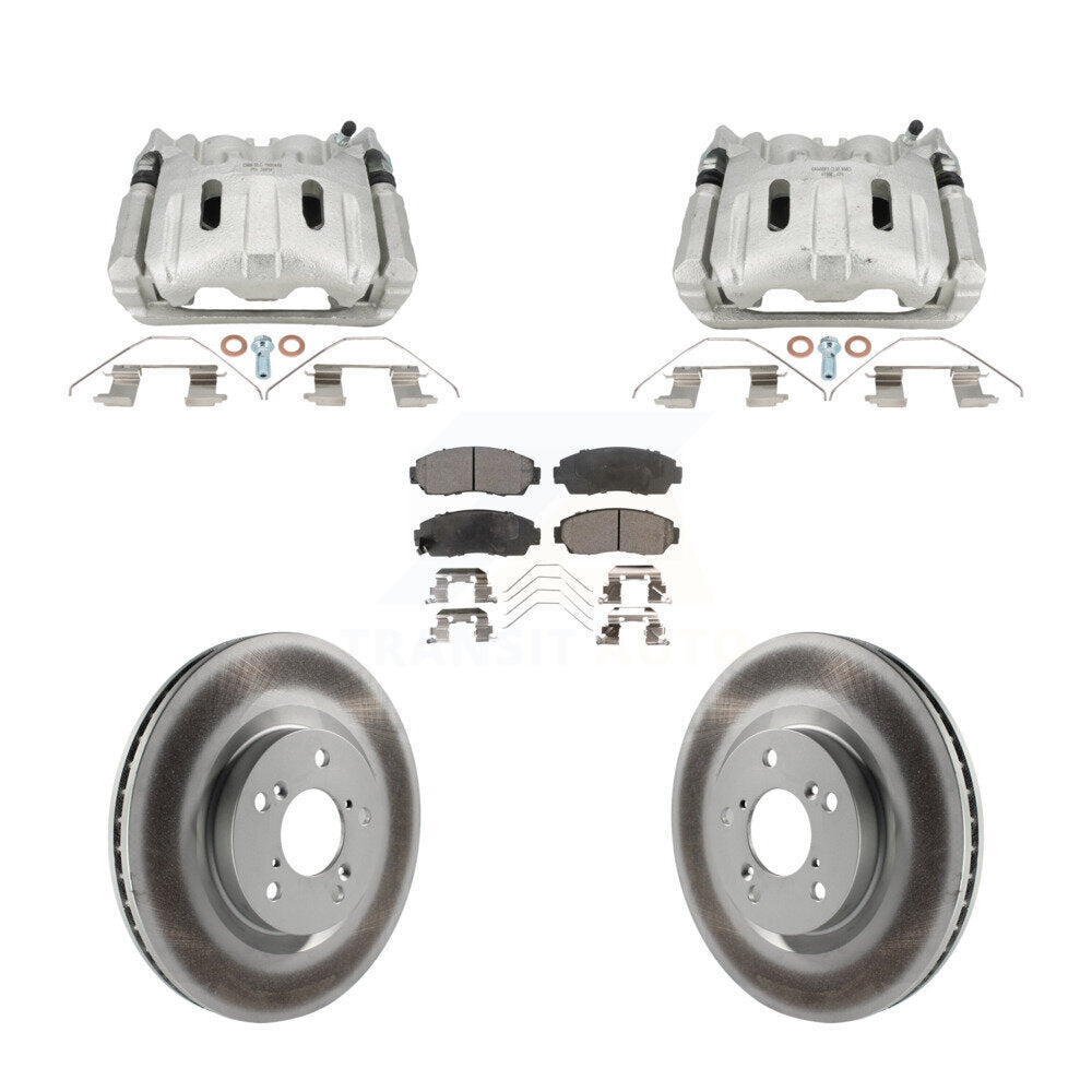 Front Disc Brake Caliper Coat Rotors & Semi-Metallic Pad Kit For 2011-2014 Honda Odyssey KCG-101132P