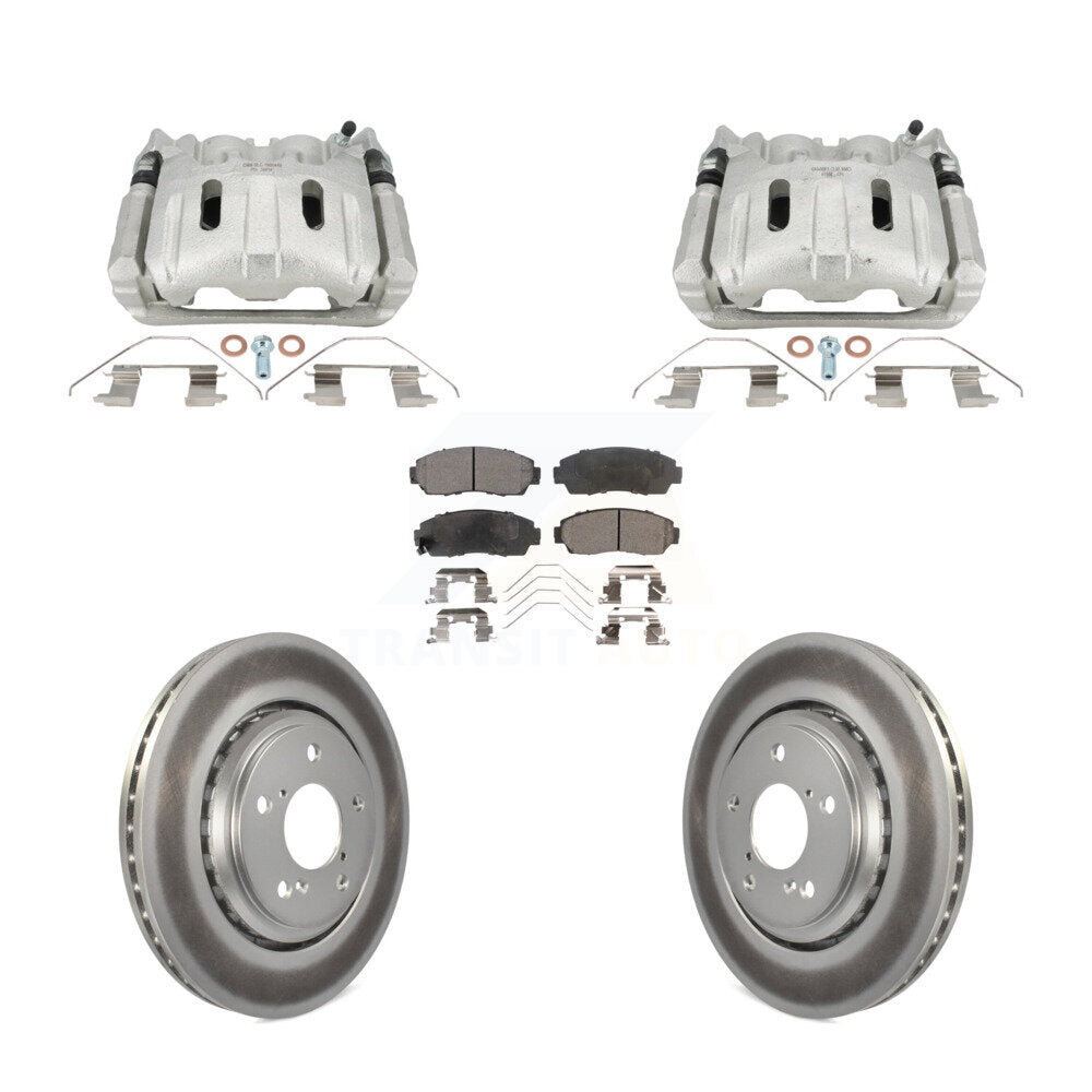 Front Disc Brake Caliper Coated Rotors And Ceramic Pads Kit For 2015-2017 Honda Odyssey KCG-101133T