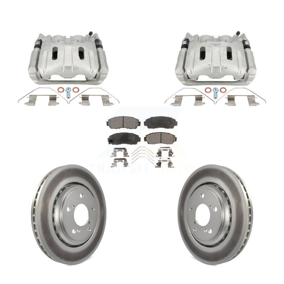 Front Disc Brake Caliper Coated Rotors And Ceramic Pads Kit For 2015-2017 Honda Odyssey KCG-101133T