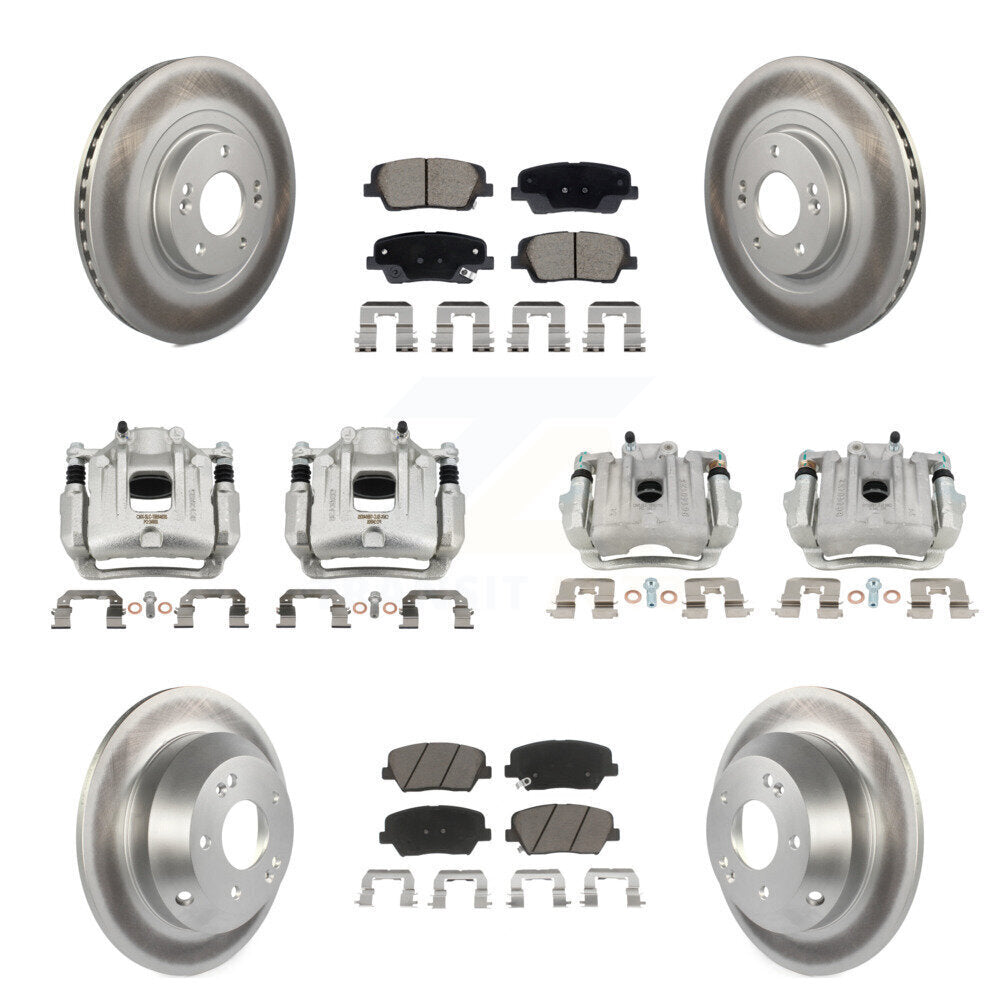 Front Rear Brake Caliper Coat Rotors & Ceramic Pad Kit (10Pc) For Hyundai Santa Fe Sport KCG-101134C