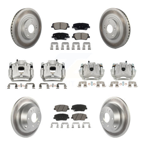 Front Rear Brake Caliper Coat Rotors & Ceramic Pad Kit (10Pc) For Hyundai Santa Fe Sport KCG-101134C