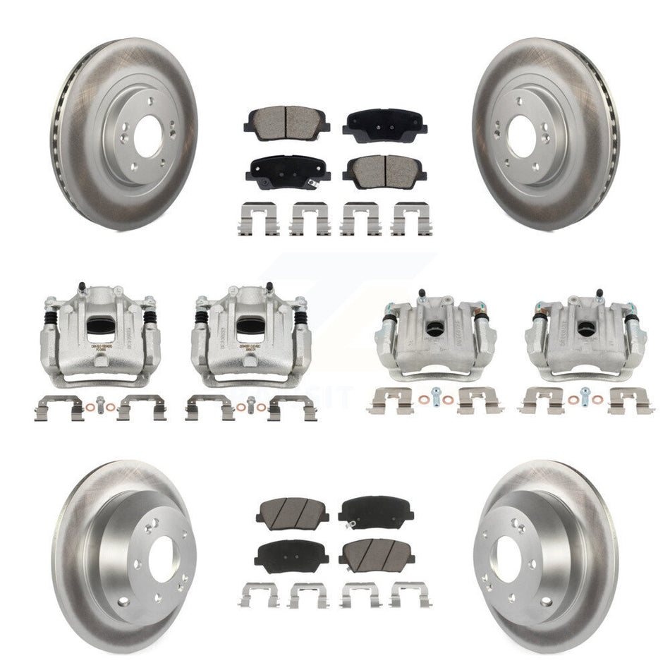 Front Rear Brake Caliper Coat Rotors & Ceramic Pad Kit (10Pc) For Hyundai Santa Fe Sport KCG-101134C