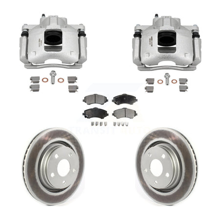 Front Disc Brake Caliper Coated Rotors And Ceramic Pads Kit For Jeep Wrangler KCG-101134T