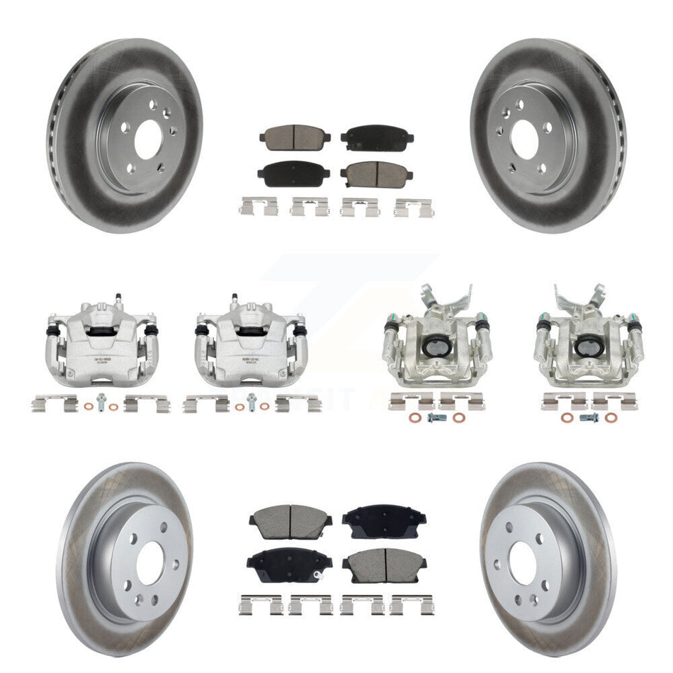 Front Rear Disc Brake Caliper Coat Rotor Ceramic Pad Kit (10Pc) For Chevrolet Trax Buick KCG-101135C