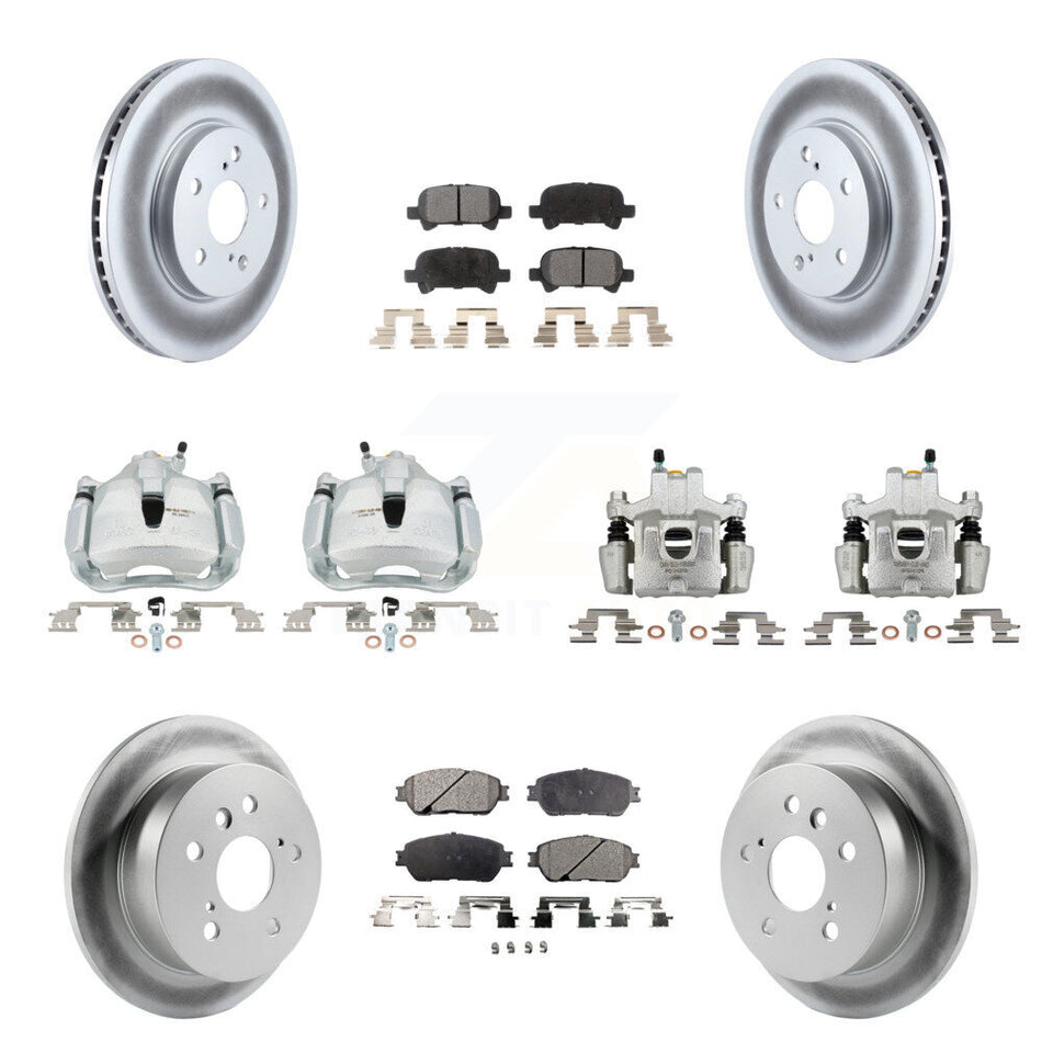 Front Rear Disc Brake Caliper Coat Rotors Semi-Metallic Pad Kit (10Pc) For Toyota Solara KCG-101135P