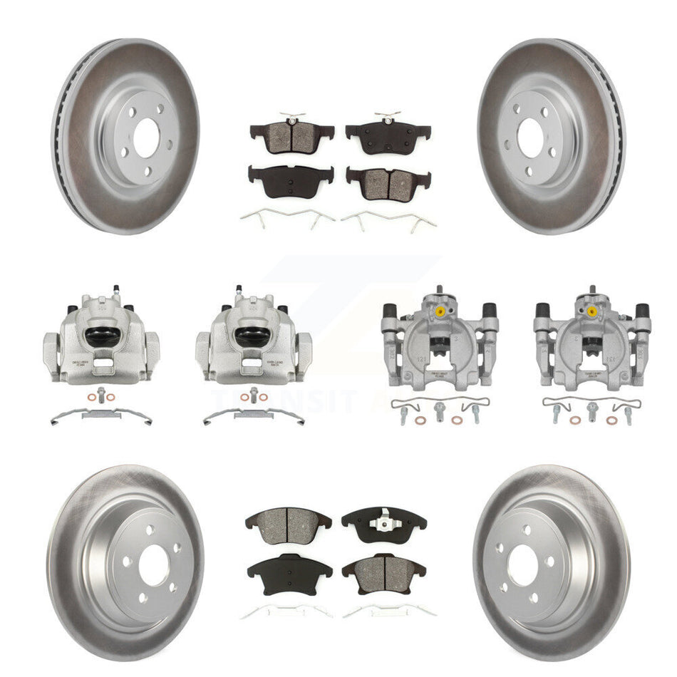 Front Rear Disc Brake Caliper Coat Rotors & Semi-Metallic Pad Kit (10Pc) For Lincoln MKZ KCG-101135S