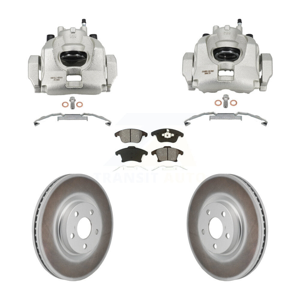 Front Disc Brake Caliper Coated Rotors And Semi-Metallic Pads Kit For Lincoln MKZ KCG-101136S