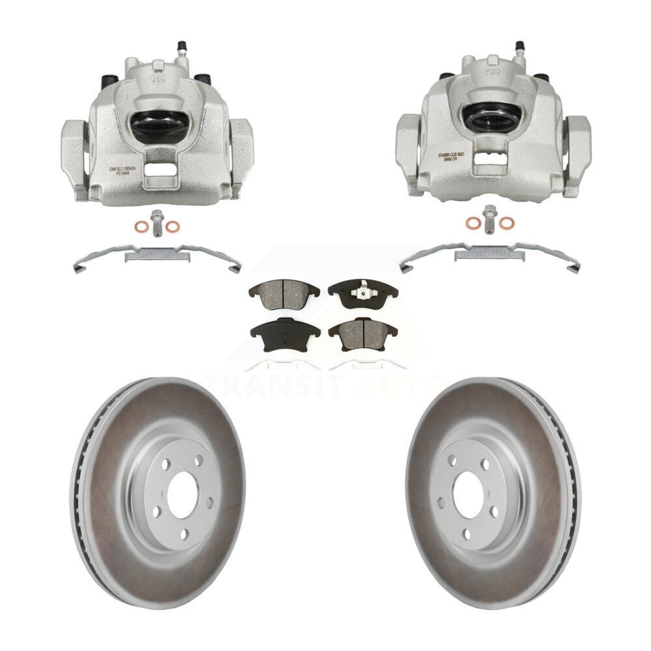 Front Disc Brake Caliper Coated Rotors And Semi-Metallic Pads Kit For Lincoln MKZ KCG-101136S