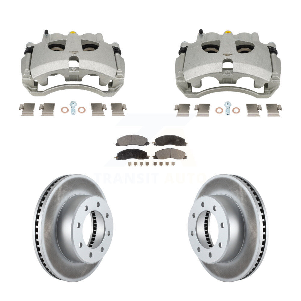 Front Disc Brake Caliper Coated Rotors And Ceramic Pads Kit For Ram 3500 2500 Dodge KCG-101136T