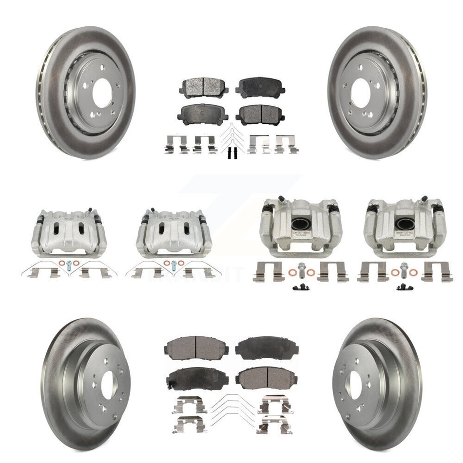 Front Rear Brake Caliper Coat Rotor Semi-Metallic Pad Kit (10Pc) For 15-17 Honda Odyssey KCG-101138P