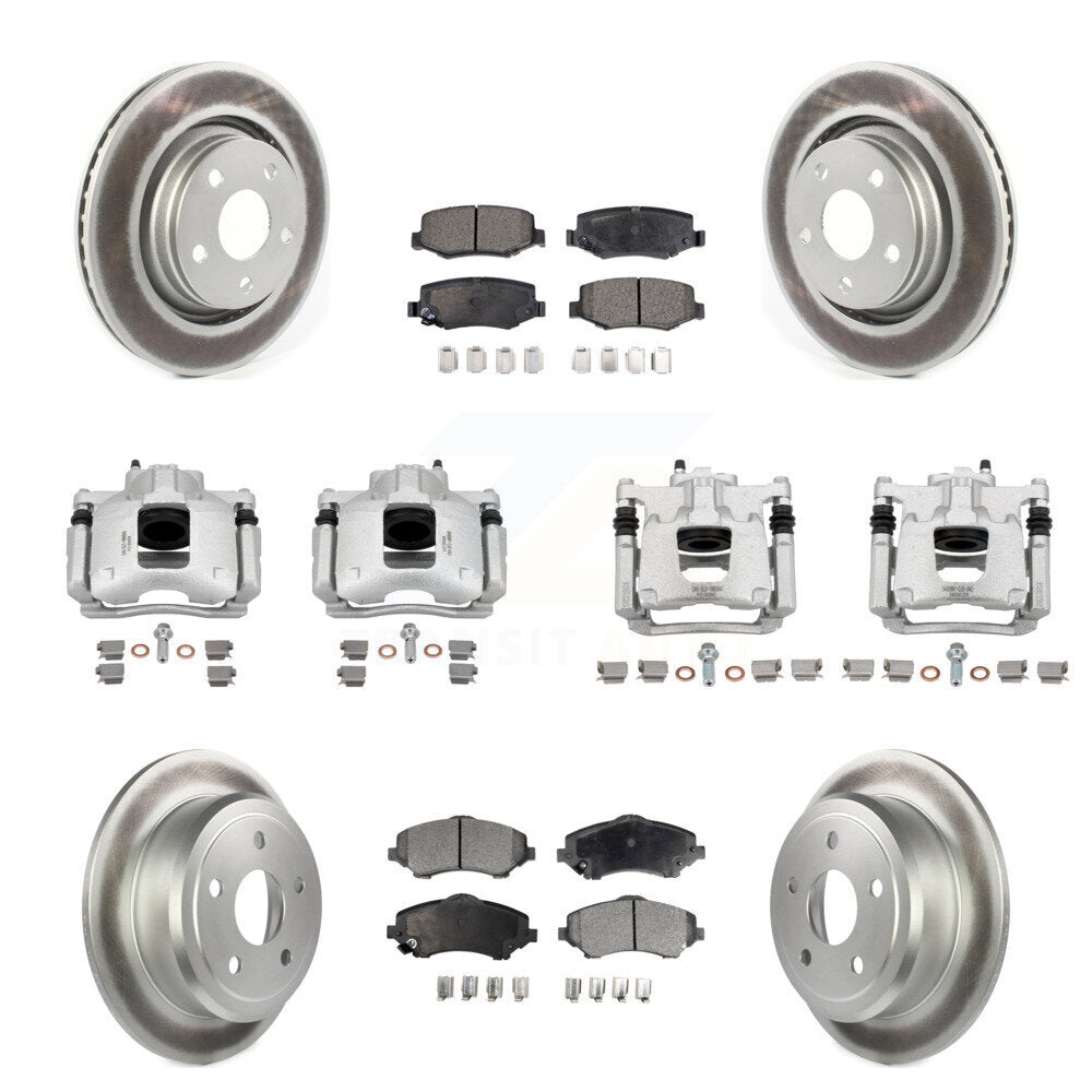 Front Rear Disc Brake Caliper Coated Rotors And Ceramic Pad Kit (10Pc) For Jeep Wrangler KCG-101138T