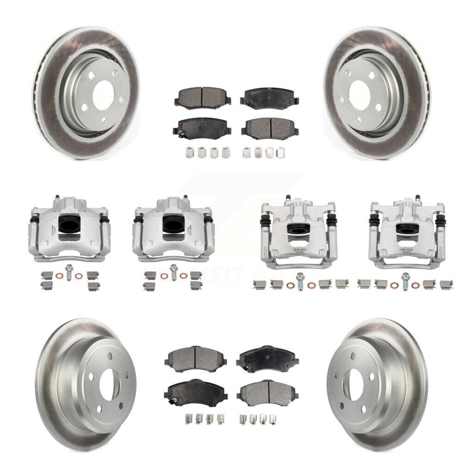 Front Rear Disc Brake Caliper Coated Rotors And Ceramic Pad Kit (10Pc) For Jeep Wrangler KCG-101138T