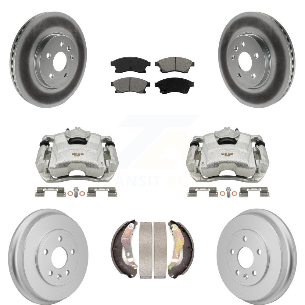 Front Rear Brake Caliper Coat Rotor Drum Semi-Metallic Pad Kit (8Pc) For Chevrolet Sonic KCG-101139S